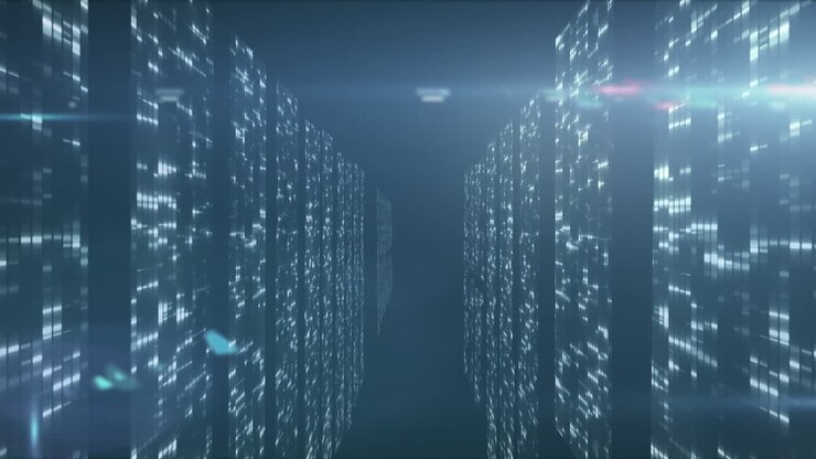 Animation of light spots over blue background