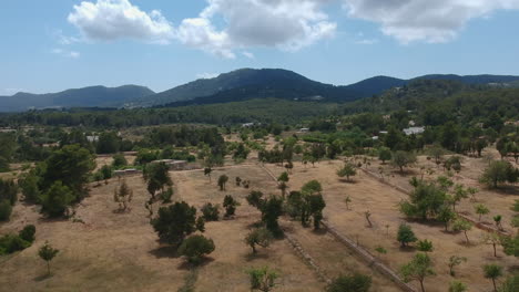 aerial pan along beautiful countryside