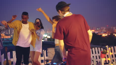 rooftop party at night