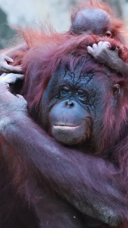 orangutan grooming itself in a natural setting