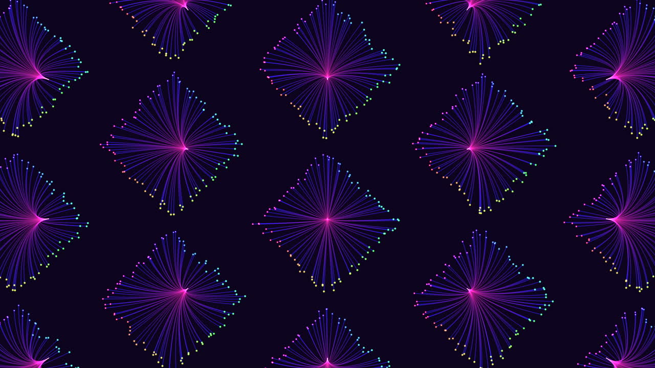 patrón de cubos con brillos de neón y líneas en degradado negro