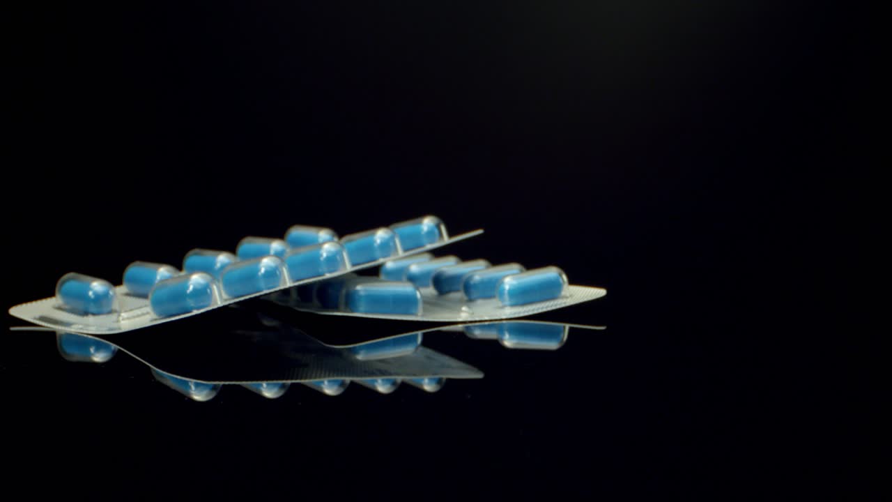 blue healthy diet suplement medicine pills HQ 4k uality mega super macro view shoot