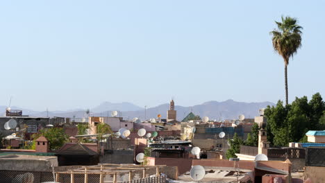 Beautiful-bright-skyline-shot-of-Marrakesh,-Morocco