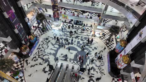 high angle view of a busy shopping mall