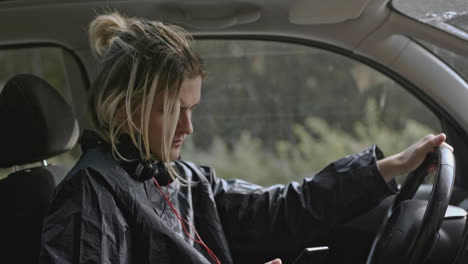 woman driving a car