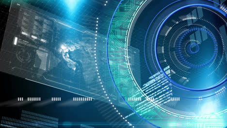 Round-scanner-and-data-processing-against-globe-spinning