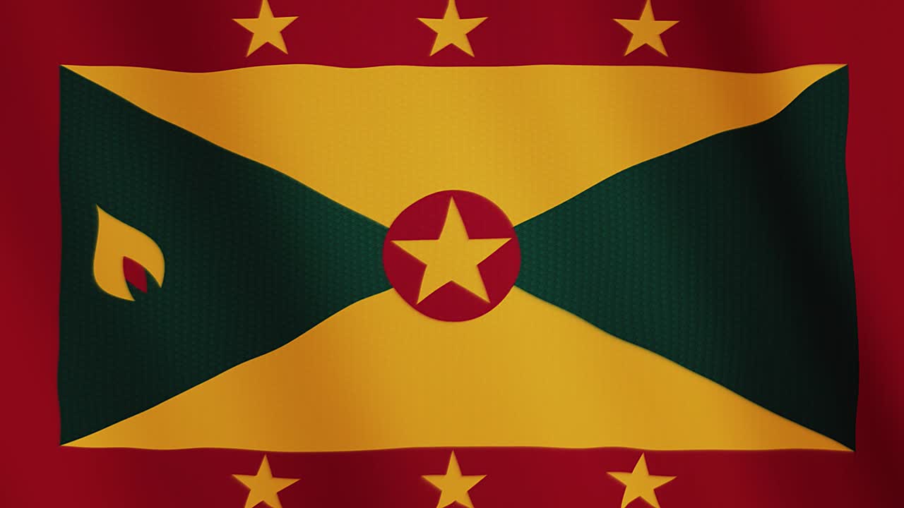 Grenada flag waving animation. Full Screen. Symbol of the country