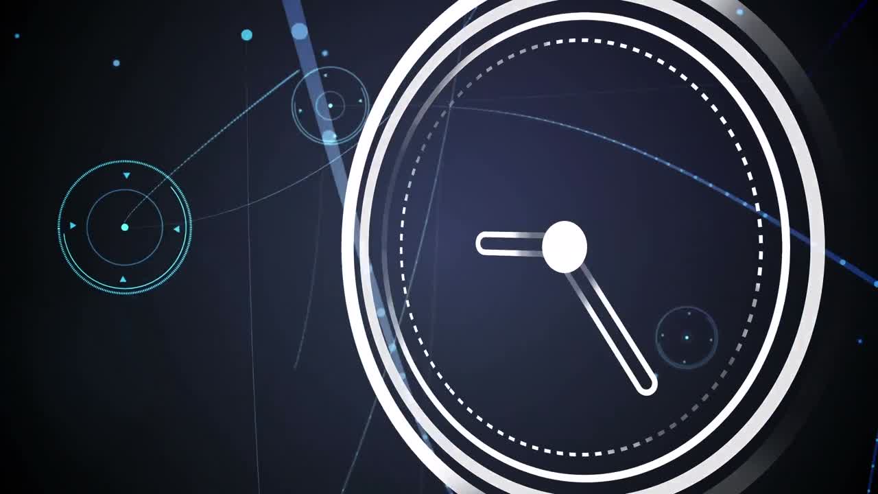 Animation of connections with clock on black background