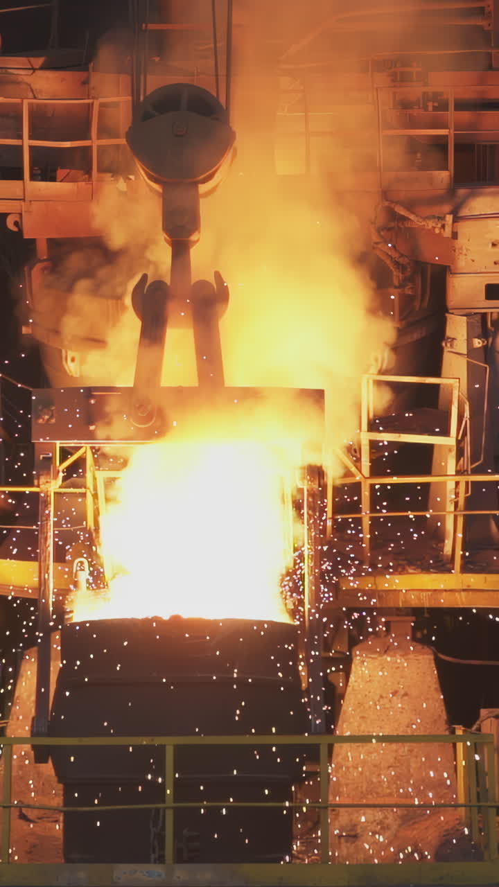литье расплавленного металла на сталелитейном заводе