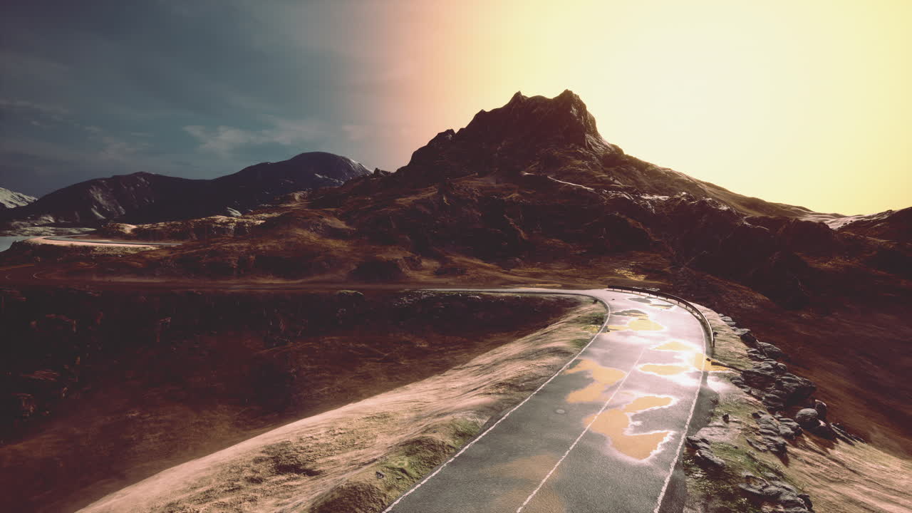 시골 도로 의 공중 전망