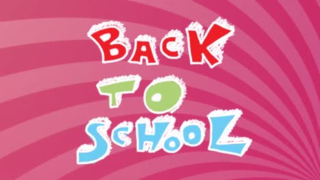 Animation-Des-Textes-„Zurück-Zur-Schule“-Auf-Einem-Hintergrund-Mit-Rosa-Streifenmuster