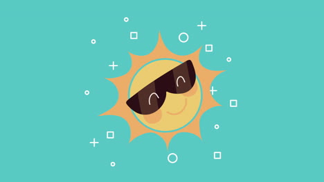 cute cartoon sun with sunglasses
