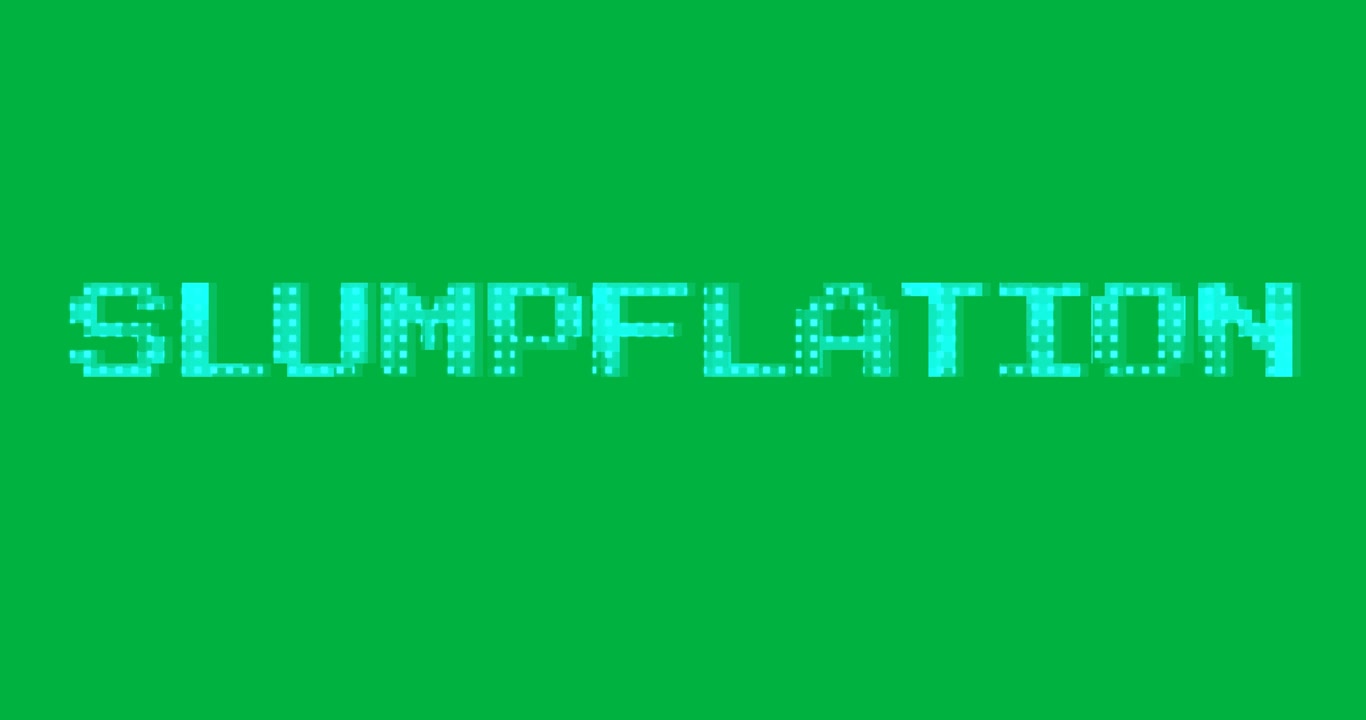 Animation af slumpflation-tekst på gennemsigtig baggrund