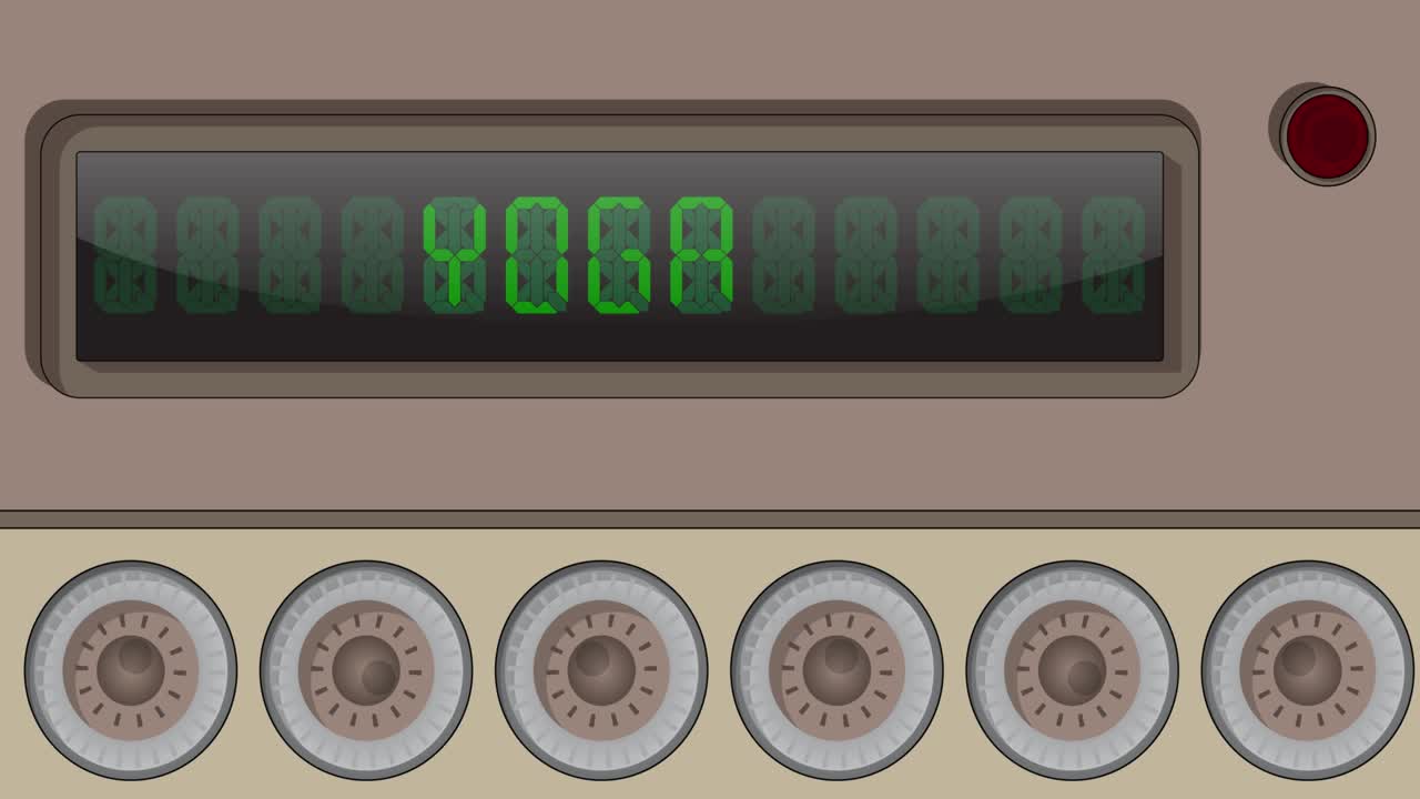 Yoga. Text on a Digital Led Panel.