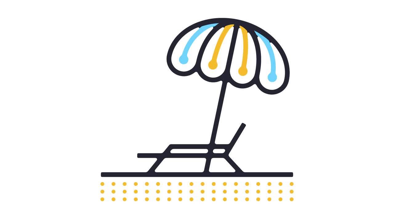 해변 라인 아이콘 애니메이션