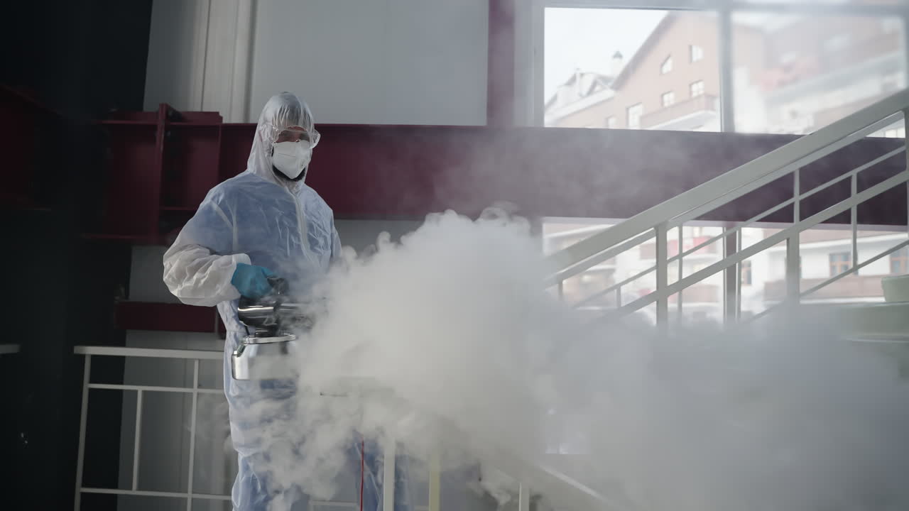 Disinfection of a building using fogging