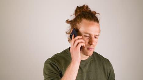 male calling, having an argument and then hanging up the phone