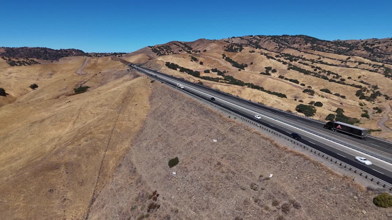 Drone shots of the side of the 152 Highway in California