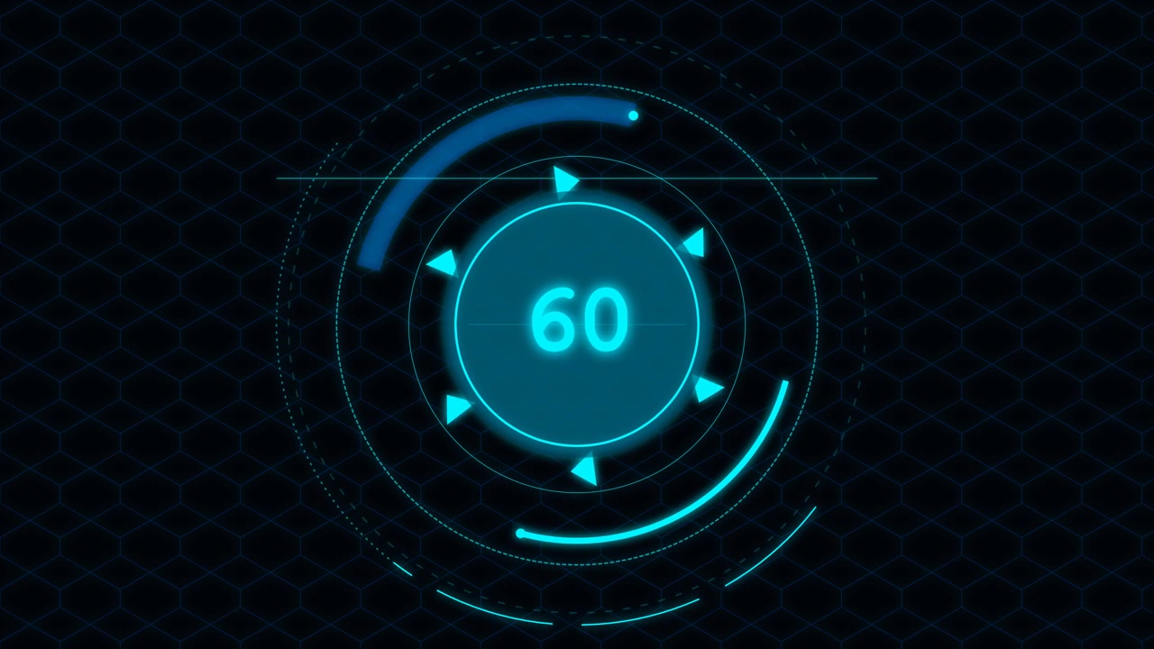 Futuristic Digital Countdown Timer with Rotating Circular Interface