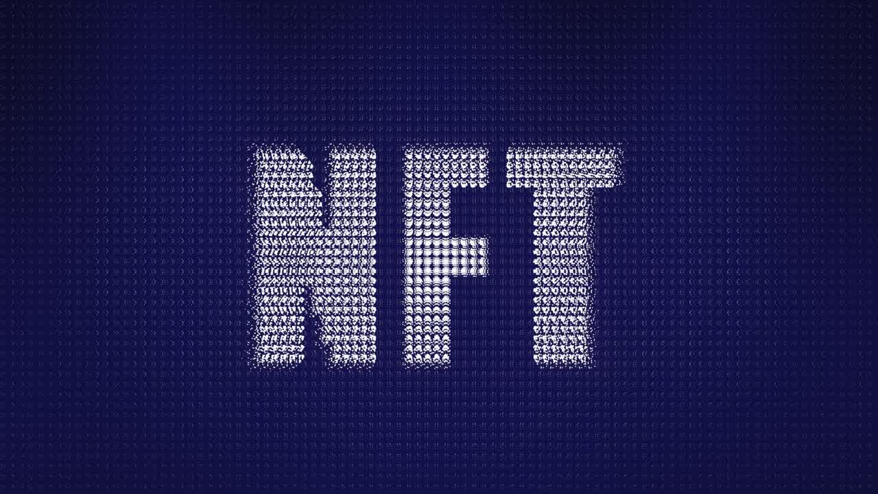 animación del texto nft en fondo azul