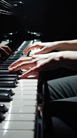 primer plano de las manos tocando el piano