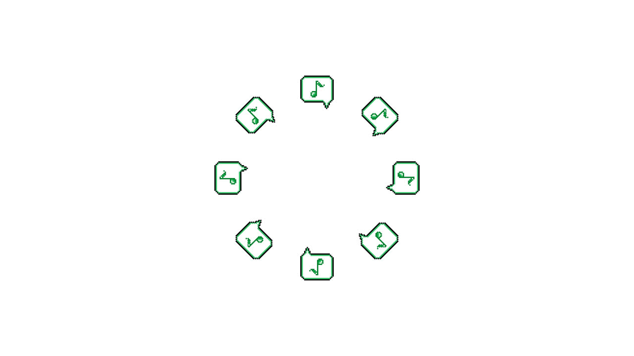 Pixel Art Speech bubble Eighth note Spinning Circle Animated Overlay Transparent 30fps (5)