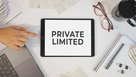 private limited displaying on a tablet screen