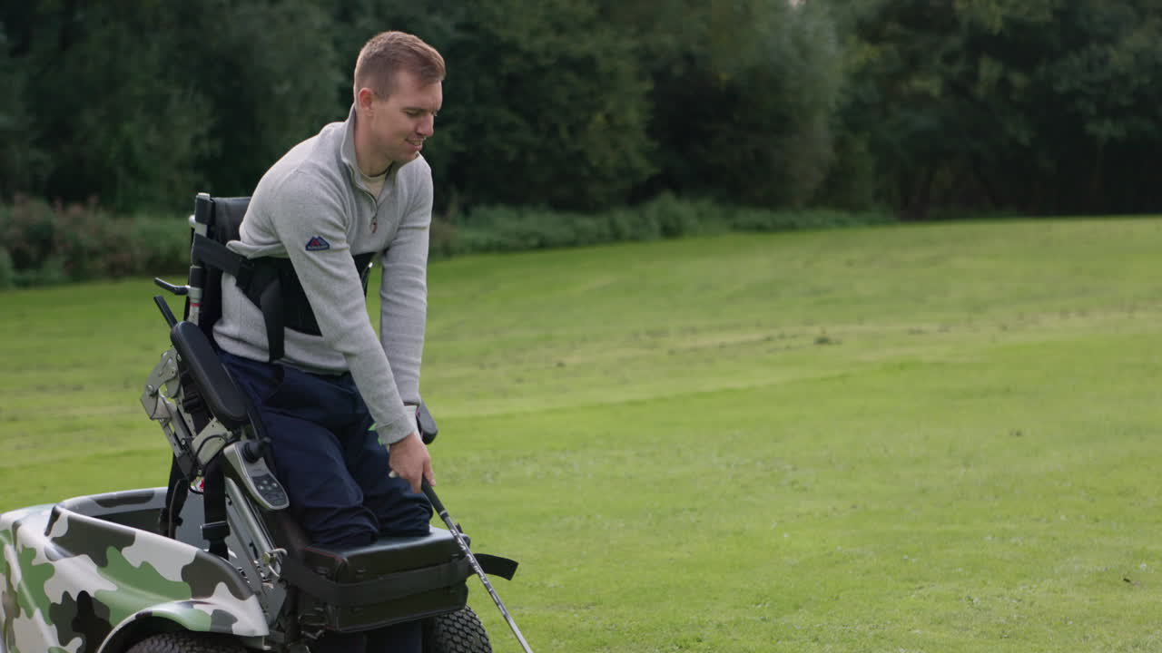 Disabled golfer playing golf on a golf course