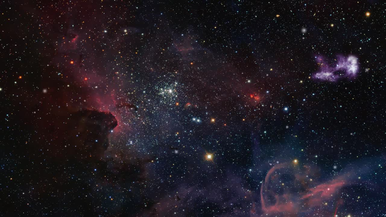 flying backwards and revealing galaxies