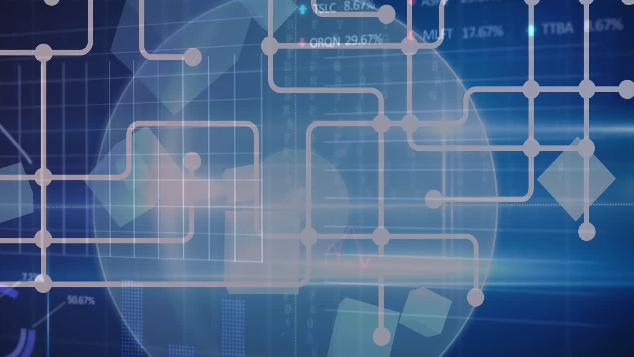 animación de la red de conexiones y procesamiento de datos en todo el mundo en la red