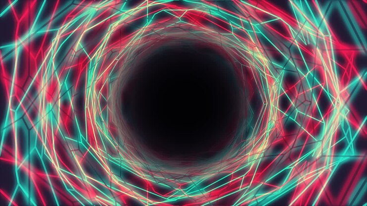 Sfondo infinito e senza soluzione di continuità con un'onda di energia, ideale per concetti di musica elettronica cyberpunk e trance.