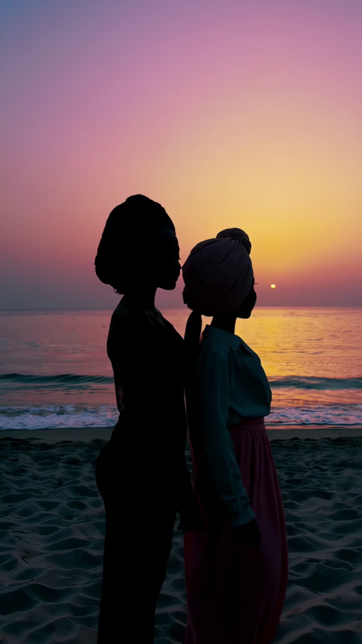 Silhouettes at Sunset on the Beach