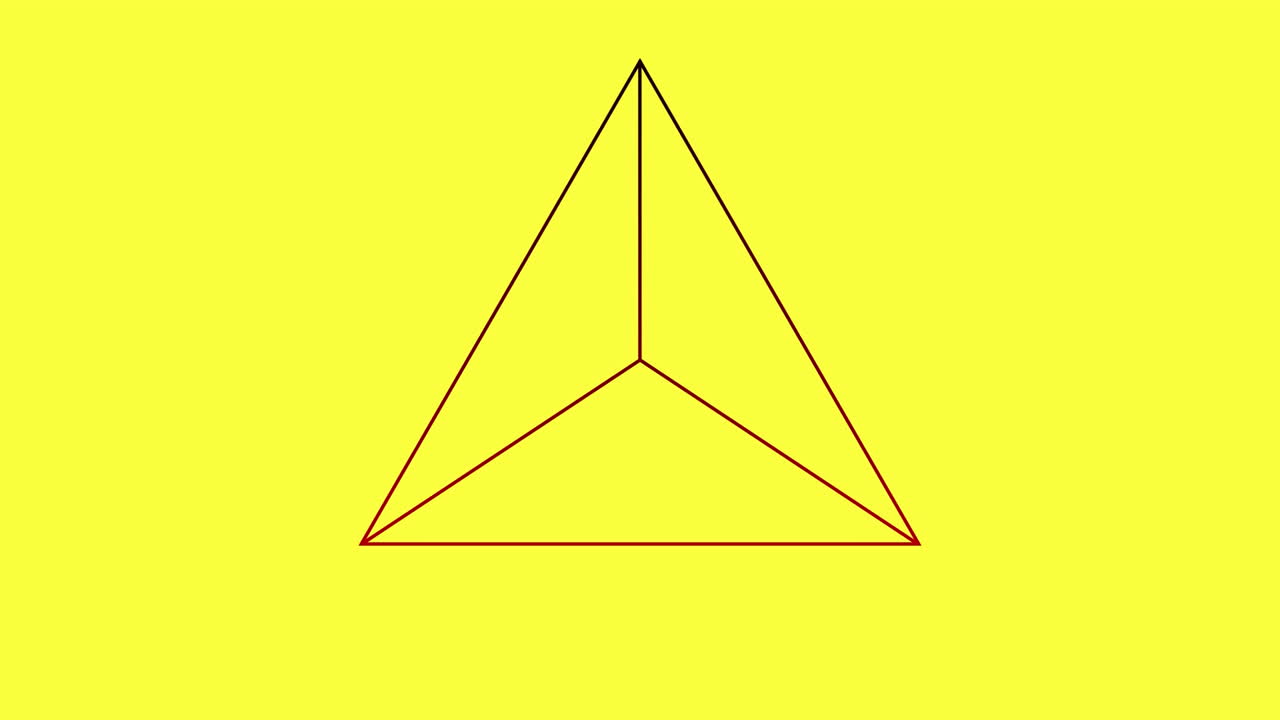 animación digital de formas de triángulos que se mueven contra un fondo amarillo