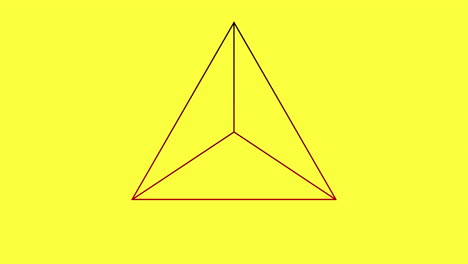 animación digital de formas de triángulos que se mueven contra un fondo amarillo