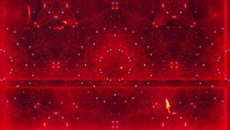 animation of multiple abstract shapes moving in hypnotic motion on red background