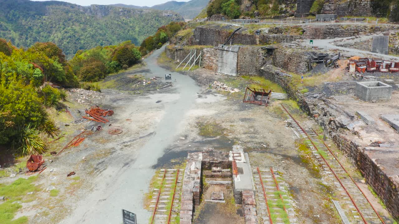 Coal mine rail shafts in mountains