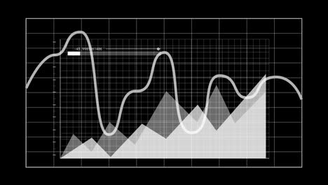 Animation-Der-Finanzdatenverarbeitung-über-Rasterhintergrund