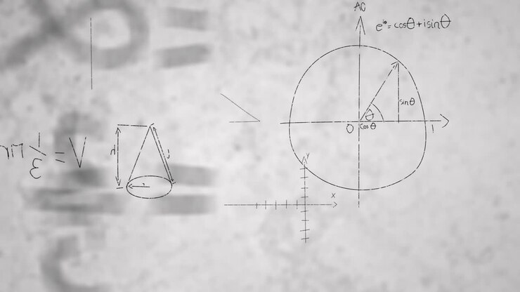 Animazione di diagrammi e equazioni matematiche su sfondo testurizzato