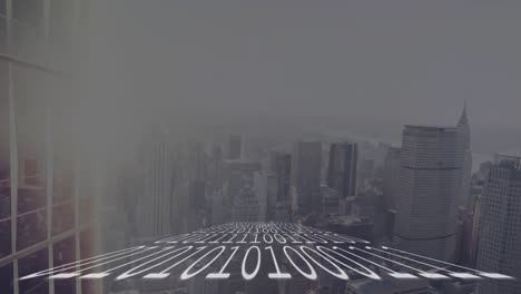 animación del procesamiento de datos sobre el paisaje urbano