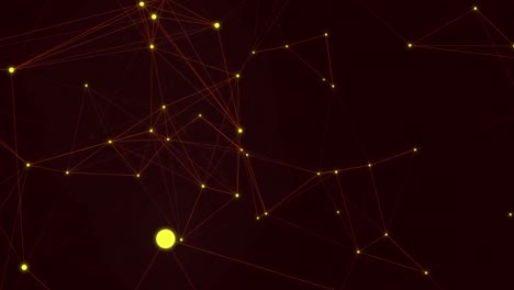 animación de puntos amarillos brillantes en la red de comunicación sobre un fondo negro