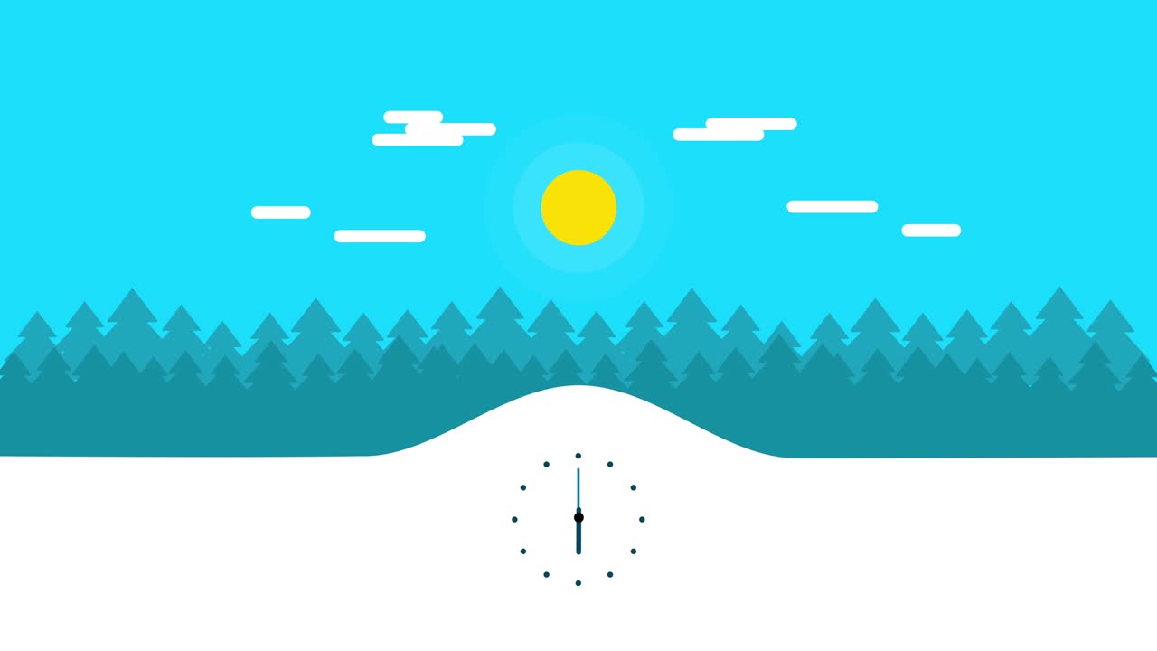 시계 애니메이션 - 낮과 밤의 변화를 가진 24 시간