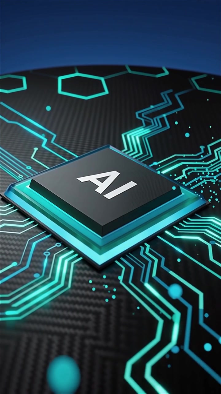 Futuristic AI Chip Motherboard Technology Background