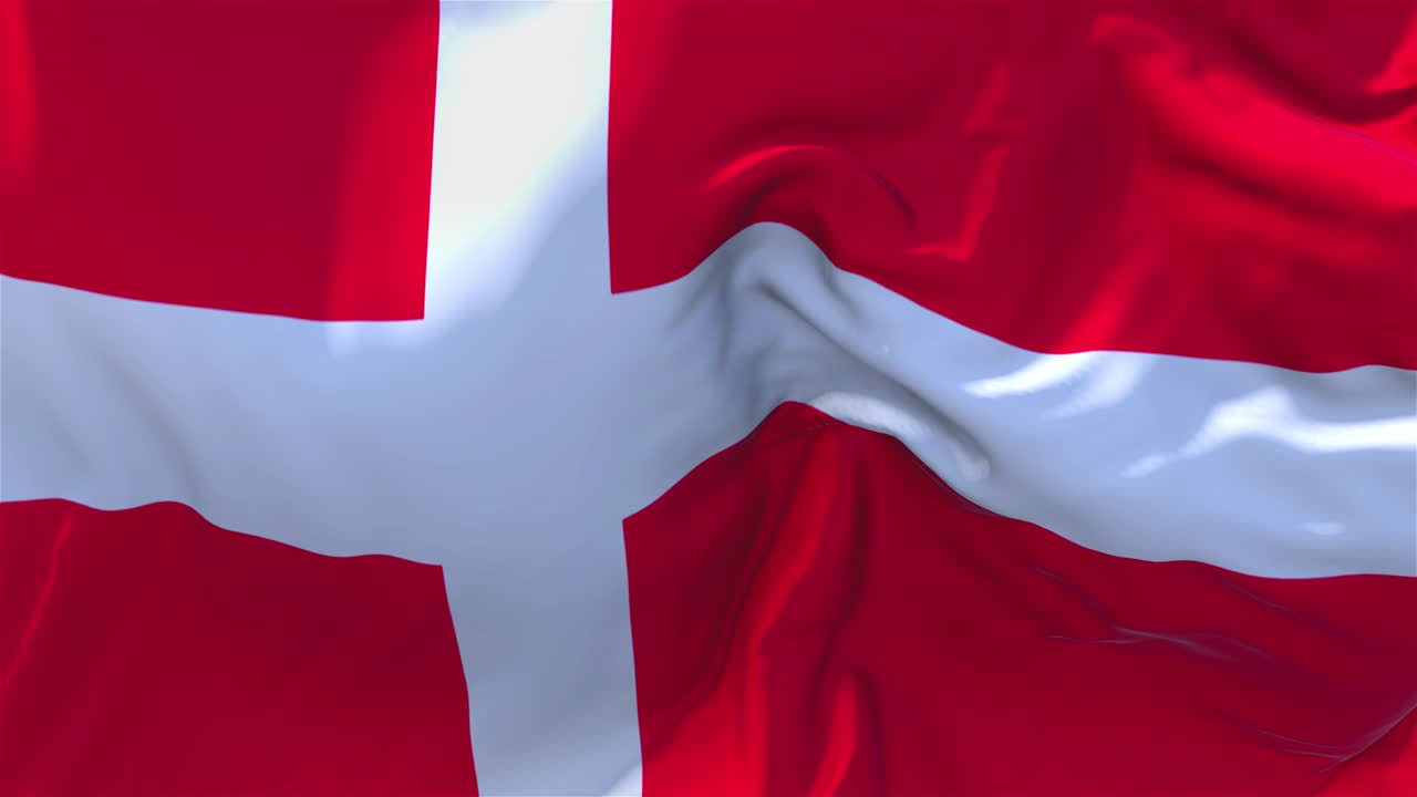 110 Danmarks flag vajende i vinden slowmotion-animation 4K realistisk stofteksturflag glat
