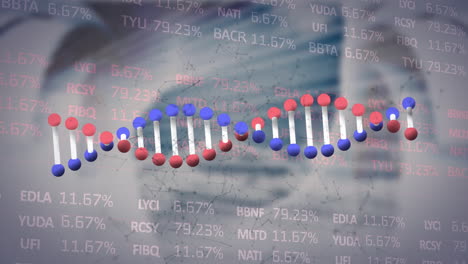금융 데이터 처리 및 dna 스트랜드 스피닝의 애니메이션