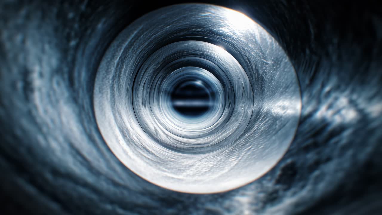 Abstract view inside a metallic tunnel