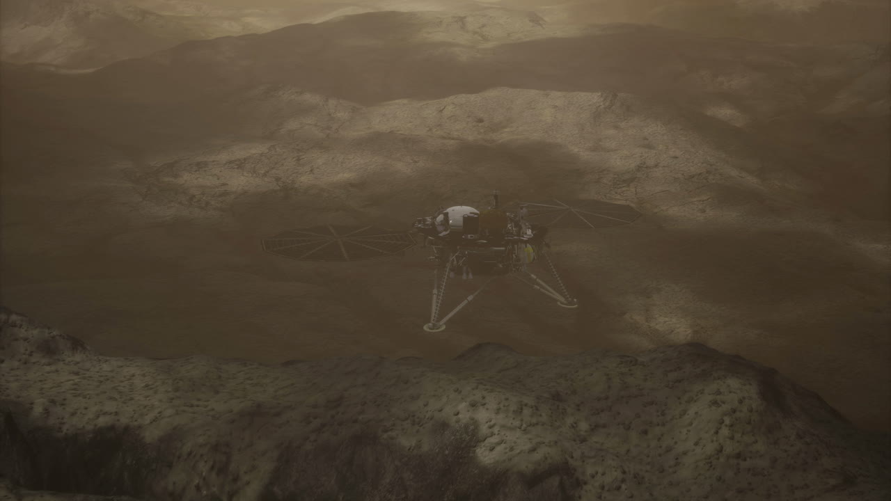 марсианский посадочный аппарат на поверхности марса