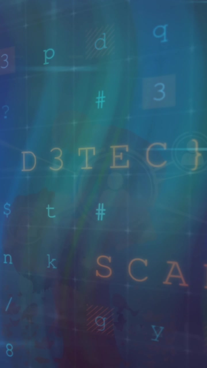 Animazione di elaborazione dati su icone multimediali.