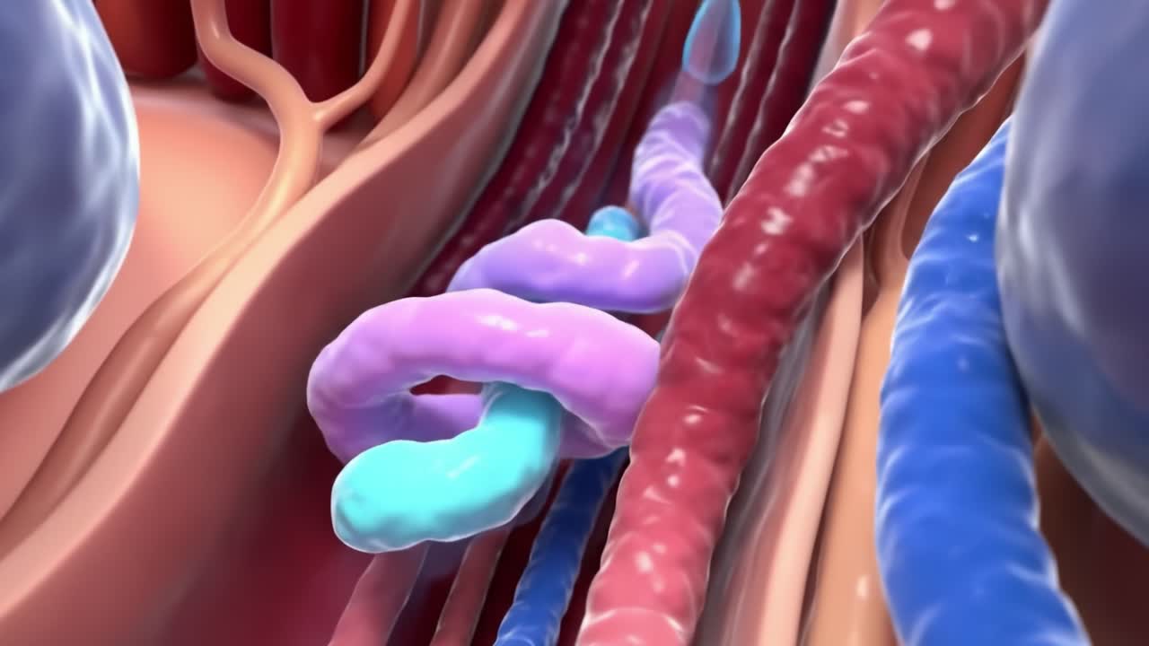 Detailed Visualization of Blood Vessels and Capillaries Showcasing the Complex Structure Within the Human Circulatory System