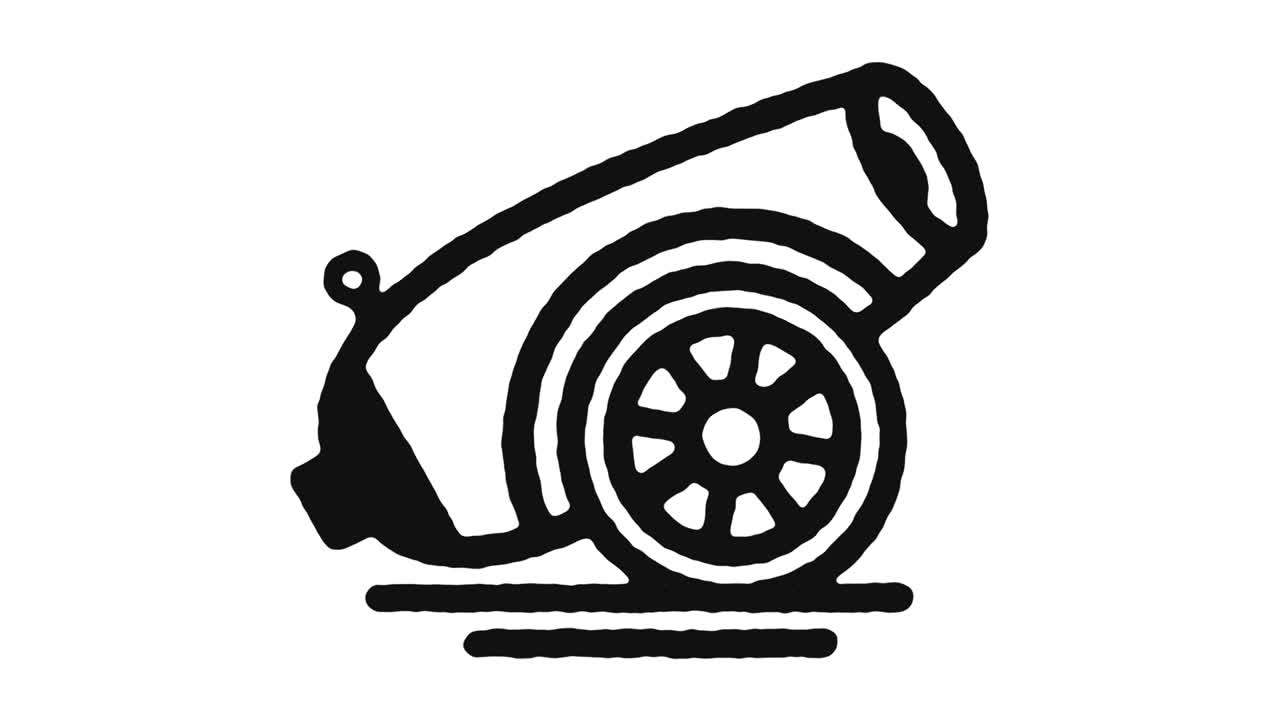 imágenes de animación de iconos de cañones antiguos y canal alfa