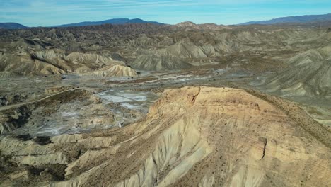 tabernas desert, scenic nature landscape in almeria, andalusia, spain - aerial 4k dolly forward